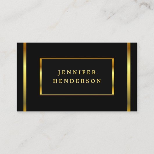 Moderne, stijlvolle, zwarte en goudprofessionele v visitekaartje (Voorkant)