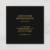 Moderne, stijlvolle zwarte en goudprofessionele vo vierkante visitekaartje (Achterkant)