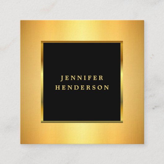 Moderne, stijlvolle zwarte en goudprofessionele vo vierkante visitekaartje (Voorkant)