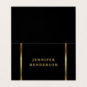 Moderne, stijlvolle zwarte en goudprofessionele vo visitekaartje (Buitenkant ongevouwen)