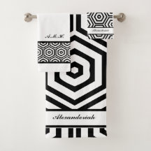 Moderne, stijlvolle zwarte en witte badkamer geome