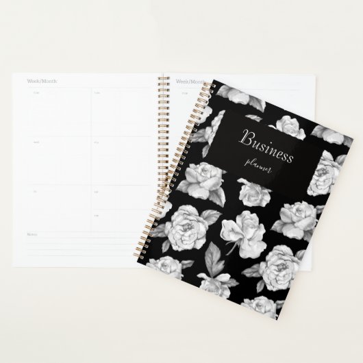 Moderne, stijlvolle zwarte en witte business planner (Display)