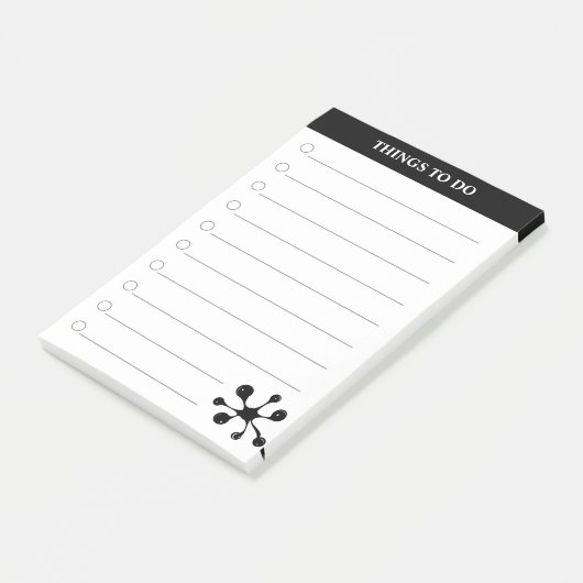Moderne, stijlvolle zwarte en witte dingen om te d post-it® notes (Schuin)
