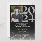 Moderne stijlvolle zwarte foto Afstuderen Aankondi Kaart (Voorkant)