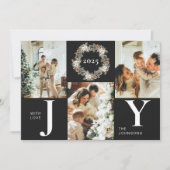 Moderne Stijlvolle Zwarte Fotocollage Joy Christma Feestdagenkaart (Voorkant)