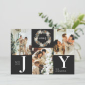 Moderne Stijlvolle Zwarte Fotocollage Joy Christma Feestdagenkaart (Staand voorkant)