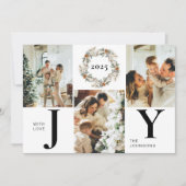 Moderne Stijlvolle Zwarte Fotocollage Joy Christma Feestdagenkaart (Voorkant)