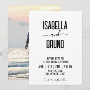 Moderne, stijlvolle zwarte gepersonaliseerde foto  kaart