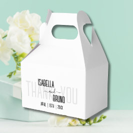 Moderne, stijlvolle zwarte gepersonaliseerde tekst bedankdoosjes