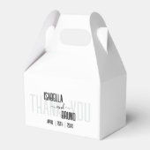 Moderne, stijlvolle zwarte gepersonaliseerde tekst bedankdoosjes (Voorkant Zijde)