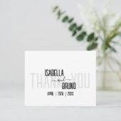 Moderne, stijlvolle zwarte gepersonaliseerde tekst bedankkaart (Staand voorkant)