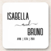 Moderne, stijlvolle zwarte gepersonaliseerde tekst bier onderzetter (Voorkant)