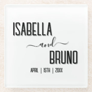 Moderne, stijlvolle zwarte gepersonaliseerde tekst glazen onderzetter