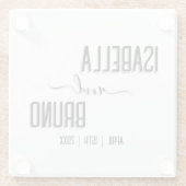 Moderne, stijlvolle zwarte gepersonaliseerde tekst glazen onderzetter (Achterkant)