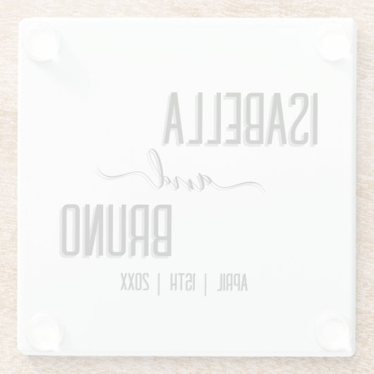 Moderne, stijlvolle zwarte gepersonaliseerde tekst glazen onderzetter (Achterkant)