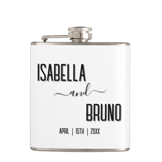 Moderne, stijlvolle zwarte gepersonaliseerde tekst heupfles (Voorkant)