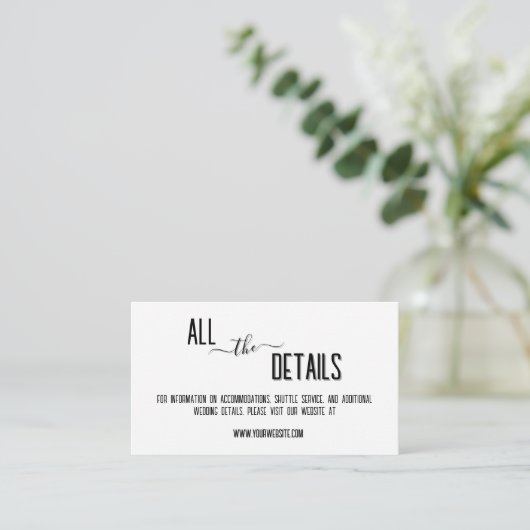 Moderne, stijlvolle zwarte gepersonaliseerde tekst informatiekaartje (Staand voorkant)