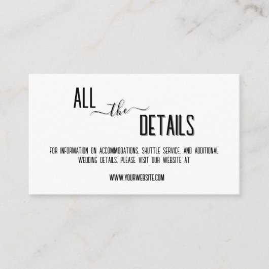 Moderne, stijlvolle zwarte gepersonaliseerde tekst informatiekaartje (Voorkant)