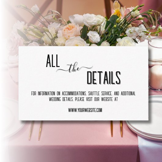 Moderne, stijlvolle zwarte gepersonaliseerde tekst informatiekaartje