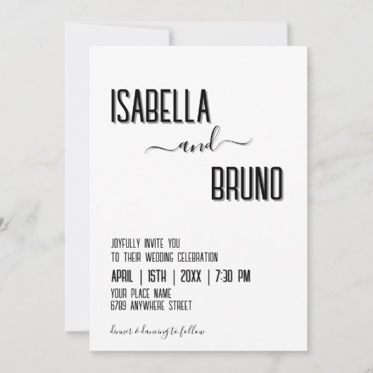 Moderne, stijlvolle zwarte gepersonaliseerde tekst kaart (Voorkant)