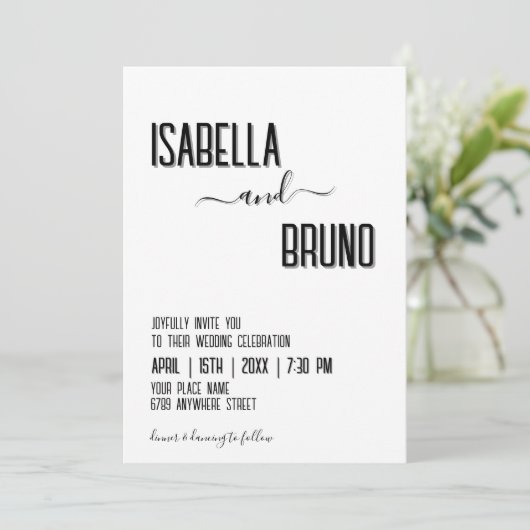 Moderne, stijlvolle zwarte gepersonaliseerde tekst kaart (Staand voorkant)