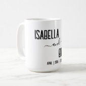 Moderne, stijlvolle zwarte gepersonaliseerde tekst koffiemok (Voorkant links)