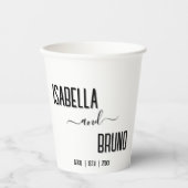 Moderne, stijlvolle zwarte gepersonaliseerde tekst papieren bekers (Voorkant)