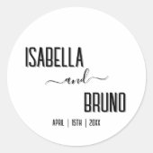 Moderne, stijlvolle zwarte gepersonaliseerde tekst ronde sticker (Voorkant)