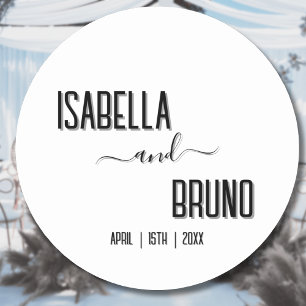 Moderne, stijlvolle zwarte gepersonaliseerde tekst ronde sticker