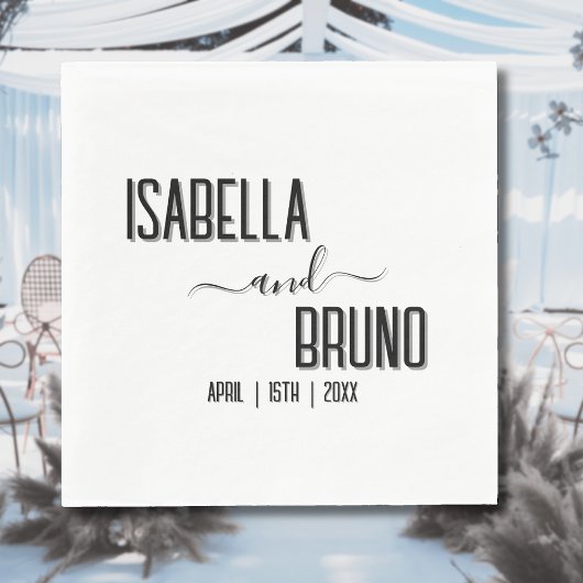 Moderne, stijlvolle zwarte gepersonaliseerde tekst servet