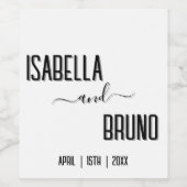 Moderne, stijlvolle zwarte gepersonaliseerde tekst wijn etiket (Enkel label)