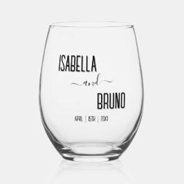 Moderne, stijlvolle zwarte gepersonaliseerde tekst wijnglas zonder voet