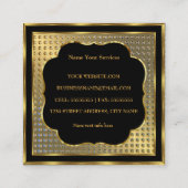 Moderne, stijlvolle, zwarte gouden metalen blik vierkante visitekaartje (Achterkant)