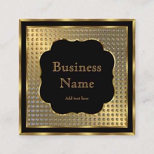 Moderne, stijlvolle, zwarte gouden metalen blik vierkante visitekaartje (Voorkant)