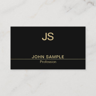 Moderne Stijlvolle Zwarte Gouden Monogram Luxe Chi Visitekaartje
