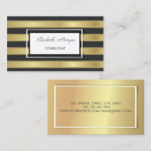 Moderne, stijlvolle, zwarte gouden strepen visitekaartje (Voorkant / Achterkant)