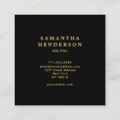 Moderne, stijlvolle zwarte goudmonogram vierkante visitekaartje (Achterkant)