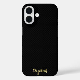 Moderne, stijlvolle zwarte GoudMonogrammen iPhone 16 Hoesje