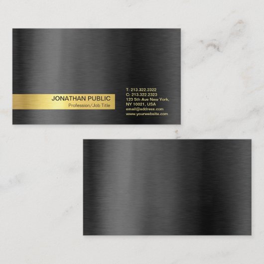 Moderne, stijlvolle, zwarte, grijze goudplaat visitekaartje (Voorkant / Achterkant)