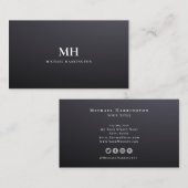 Moderne, stijlvolle, zwarte-kleurenmonogram visitekaartje (Voorkant / Achterkant)