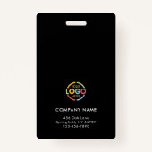 Moderne stijlvolle zwarte minimalistische werkneme badge (Achterkant)