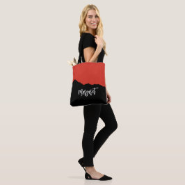 Moderne stijlvolle zwarte & oranje monogram naam T Tote Bag