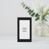 Moderne stijlvolle zwarte randen witte achtergrond visitekaartje (Staand voorkant)