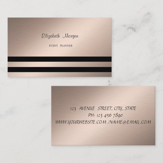 Moderne, stijlvolle, zwarte strepes visitekaartje (Voorkant / Achterkant)
