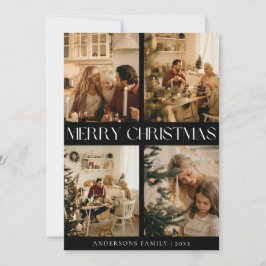 Moderne stijlvolle zwarte vrolijke kerstvakantie K Feestdagenkaart