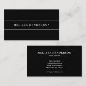 Moderne, stijlvolle zwarte witte minimalistische p visitekaartje (Voorkant / Achterkant)