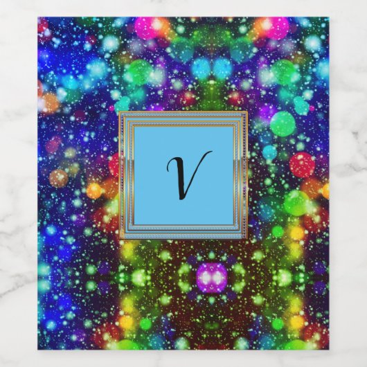 Moderne stille monogram patronen Winter Party #2 Wijn Etiket (Enkel label)