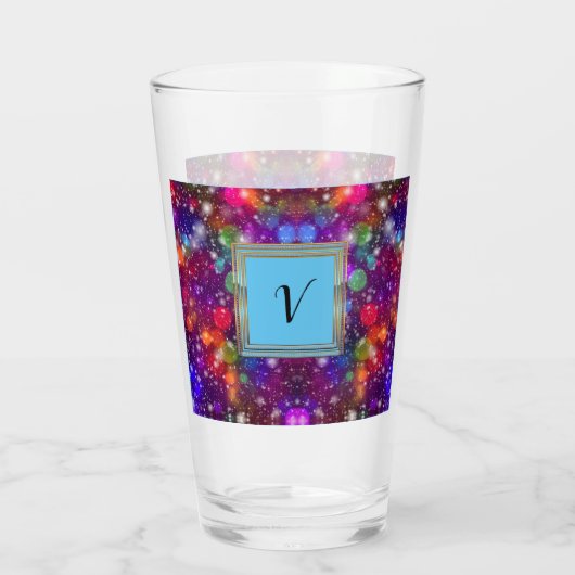 Moderne stille monogram patronen Winter Party Glas (Achterkant)