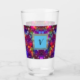 Moderne stille monogram patronen Winter Party Glas