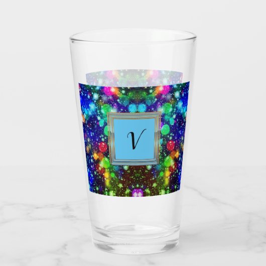 Moderne stille monogram patronen Winter Party Glas (Achterkant)